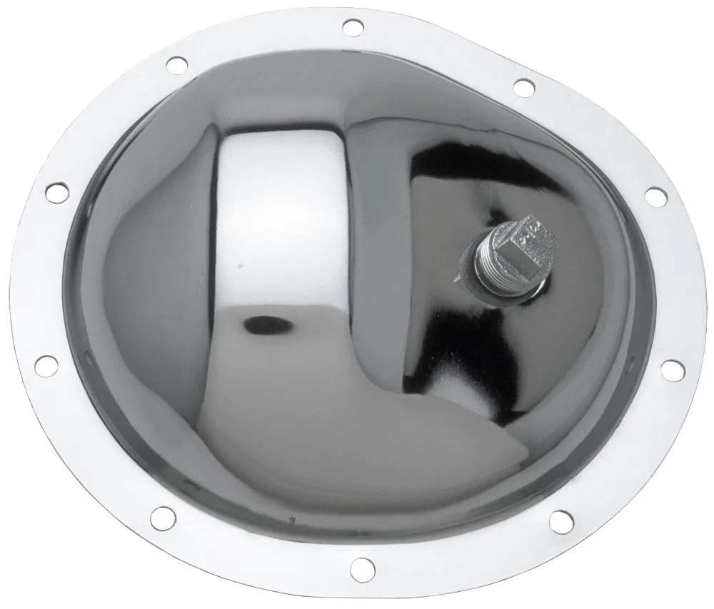 9069 – TRANSDAPT Differential Cover, GM 10 Bolt With Drain Plug Chrome Plated Steel